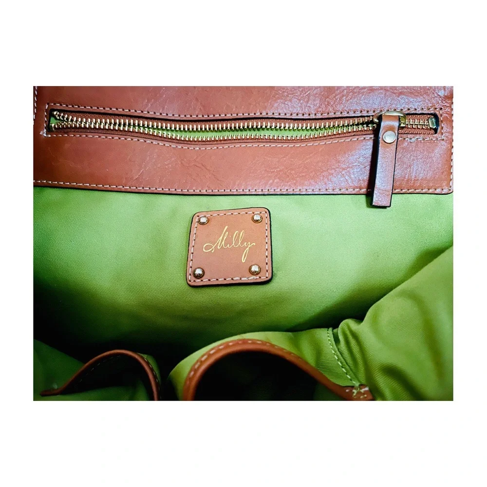 MILLY * Rare Calfskin Leather Floral Canvas Tote. Sensational! - Picture 5 of 14